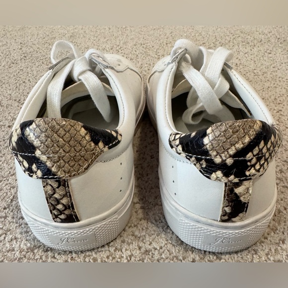 J. Crew White Saturday Sneakers w/ Snake Print Leather Detail Shoes - Picture 6 of 12